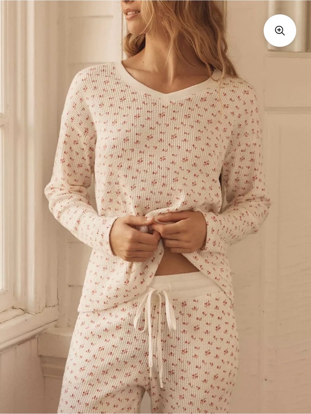 Papinelle Super Soft Waffle V Neck Top and Jogger Set
